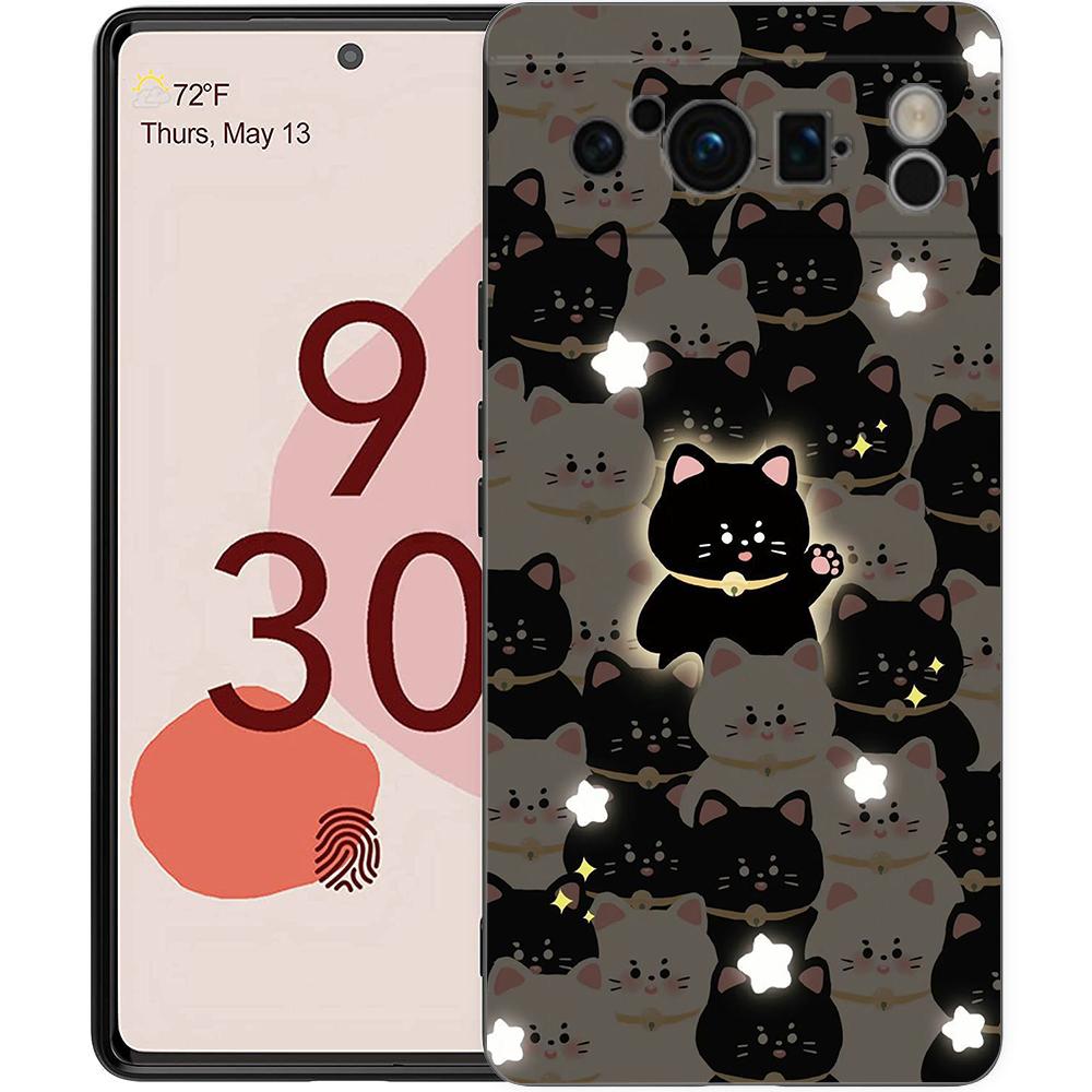 

Чехол для телефона Google Pixel 10 9 8 7 6 7A 6A Pro Ударопрочный Мягкий ТПУ 10 9 Pro XL Чехол-сумка Милые Черные Коты Кавайный Креативный Pixel 9 Pro XL