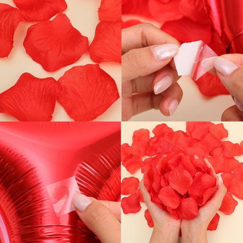 I Love You Heart Balloons With Fake Rose Petals Aluminum Foil Balloon For Valentines Day Wedding Anniversary Romantic Decoration