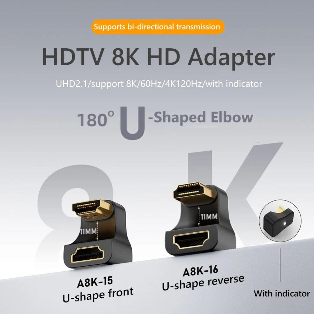 

U-образный адаптер «папа-мама» на 360 градусов, адаптер 2.1, совместимый с HDMI адаптер-конвертер, дисплей