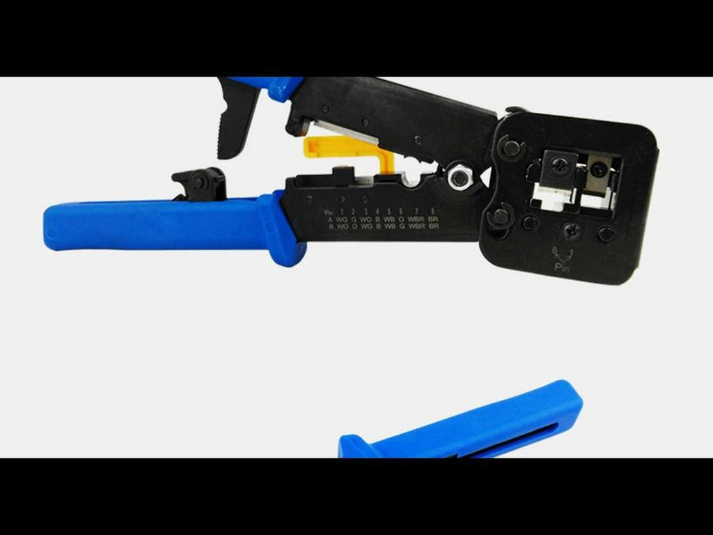 MANCOM 6P8P Crimping & Wire Stripping Pliers, EZ Multi-Color Through-Hole Crystal Head Network Cable Tool