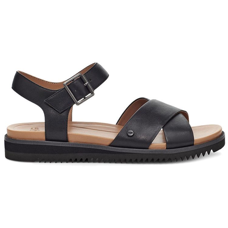 UGG Women's Zoie Sandal Black Open Toe Ankle Strap Casual Summer Sandals 1116372-BLK
