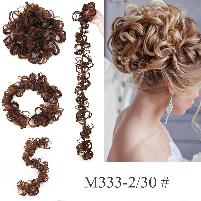 Messy Bun Scrunchie Hair Wrap Fluffy Pony Tail Curly Touseld nScrunchy Updo Donut Chignons für Frauen