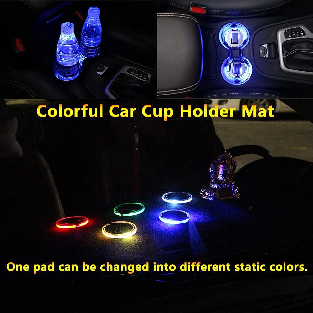 LED Coaster LED Cup Holder Lights 2 Pack 7 Colors Luminous Cup Pad LED