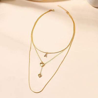K Gold Letter Necklace Style Jewelry Versatile Alloy Love Fringed Three-layer Necklace Women