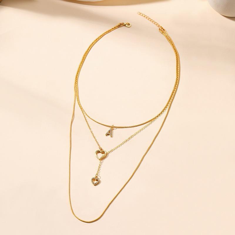 K gold letter necklace style jewelry versatile alloy love fringed three-layer necklace women