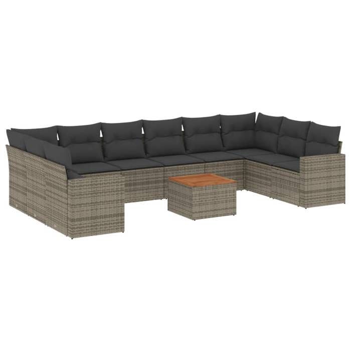 VidaXL Garden Lounge Set with Cushions 11 Pcs, Patio Sofas, Patio Furniture Set, Outdoor Furniture, Grey 3256627