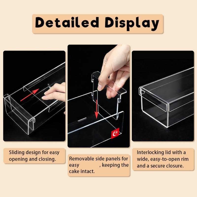 Moldes para Dar Forma a Tartas de Queso, Molde Rectangular para Hornear con Tapa para Tiramisú, Herramienta Transparente de Acrílico para Postres, Recipiente para Tartas para Reposteros Caseros y Preparativos de Fiestas