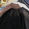 Men's Korean Style Mid-Neck Knit Sweater - Long Sleeve, Loose Fit, Solid Color, Autumn/Winter Layer