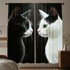 2pcs Black & White Cat Curtains – Modern Art Design of Two Cats for Living Room & Bedroom – Perfect for Pet Lovers