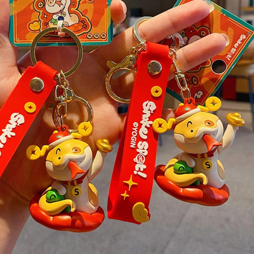 Blessing Cartoon Snake Keychain Puppy New Year Key Ring Cute Snake Year Keychain  Bag Pendant