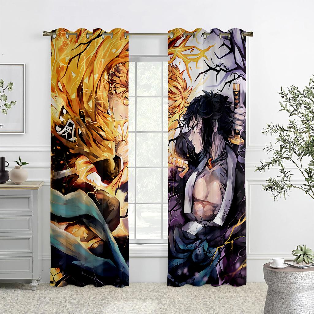 

2 шт. популярные японские аниме-принтованные шторы, анимация, кармашки для детской комнаты, декоративные шторы W50xH140(CM)x2PCS&Rod pocket