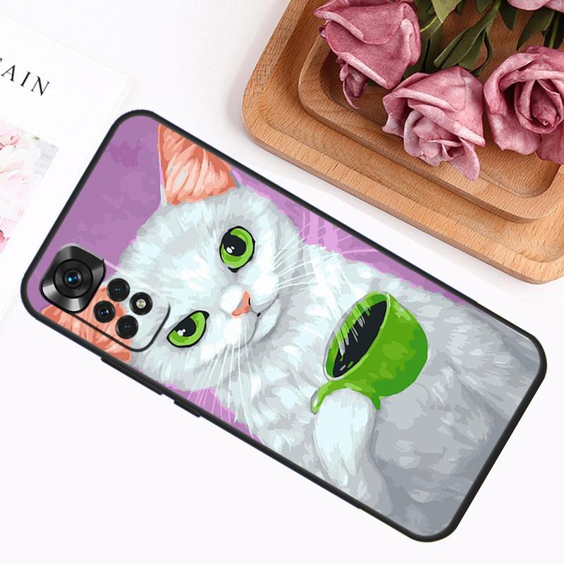 

Cute Animal Cat Coffee Case For Xiaomi Redmi Note 14 Pro 13 12 11 9 10 9S 10S 11S 12S Redmi 14C 13C 10C 12C Cover Redmi Note 11 Pro