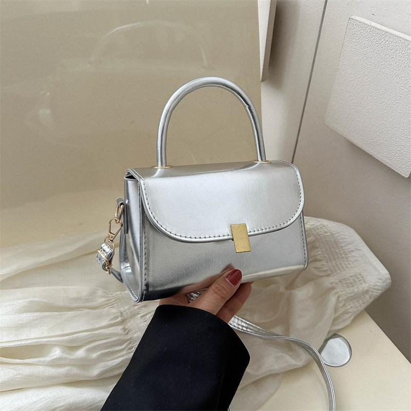 Chic Street Style Small Box Bag For Women Gold And Silver Handbag