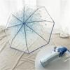 Guarda-chuva transparente de flor de cerejeira à prova d'água Guarda-chuva manual engraçado Guarda-chuva dobrável ao ar livre
