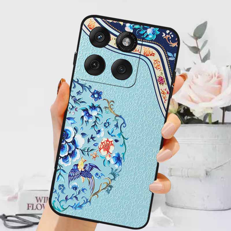 3D Emboss Cases For Edge 60 Fusion / Edge 60 Pro Relief Embossed Retro Silicone Back Cover For Edge 60 Stylus Black Funda 60 Pro