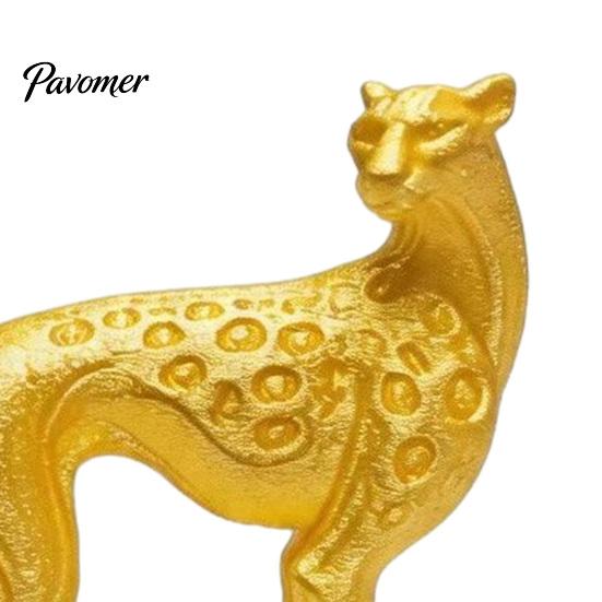 Gold Leopard Statue 3D Printed Cheetah Ornament, Modern Standing Sculpture, Decorative Minimalist Living Room Art Animal Figurine with Stable Base for