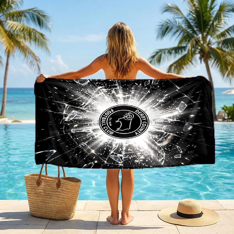 Toalla de Playa de Fútbol Derby County Suave Microfibra Toalla de Verano Secado Rápido Absorbente para Playa Piscina Viaje