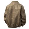 Men's Retro Faux Suede PU Leather Jacket - Gray