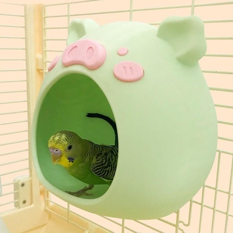 Cartoon Bird Breeding Nest Pig Shape Plastic Hanging Hamster House Bite Resistant Wear-resistant Birdcage Nest Garden Decor