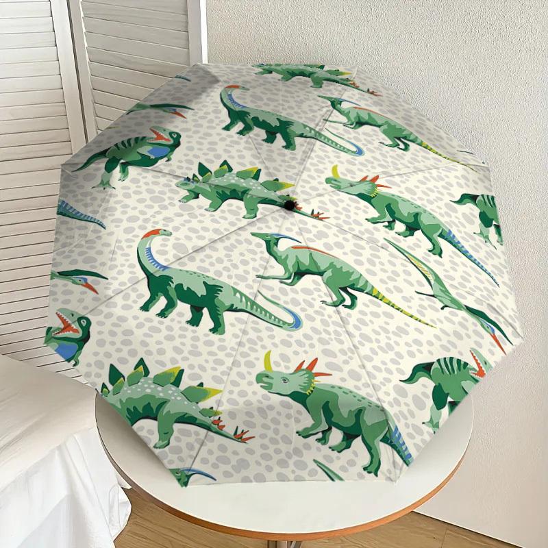 1PC Dinosaur Pattern Umbrella-8-Rib Reinforced, Automatic Open, Lightweight & Durable, Fashion Accessory for Outdoor-D327