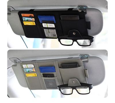 Car Sun Visor Organizer Multi-pocket Zipper Auto Truck SUV Storage Pouch Bills Pen Card Glasses Holder Car Accessories Gadget