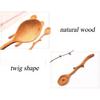 9.2-Inch Wooden Twig Spoon,Long Handle Handmade Spoon with Japanese Style Kitchen Utensil for Stirring,Mixing, Cooking and Serving