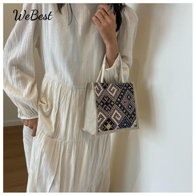 

Ethnic Style Canvas Linen Lunch Tote Bag