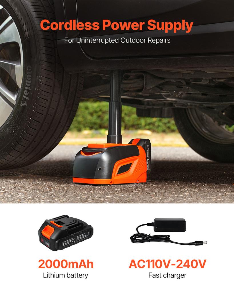SucceBuy Electric Car Jack, 5T Adjustable Electric Scissor Jack Tire Changer with LED Light & Remote Controlfor Sedan SUV Truck