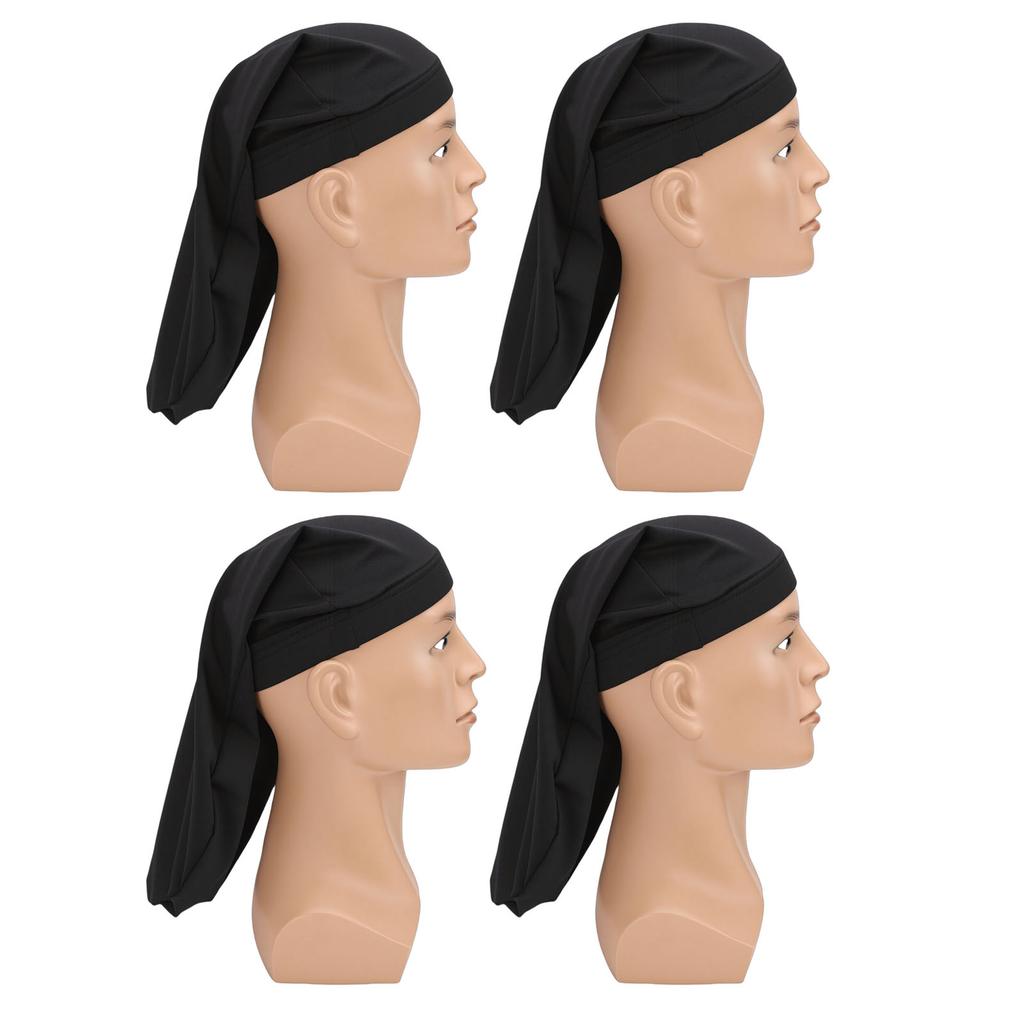 4pcs Dreadlock Cap Wide Elastic Long Braid Cover for Full Hair Night Sleep Bonnet for Men Women Black One Side Open