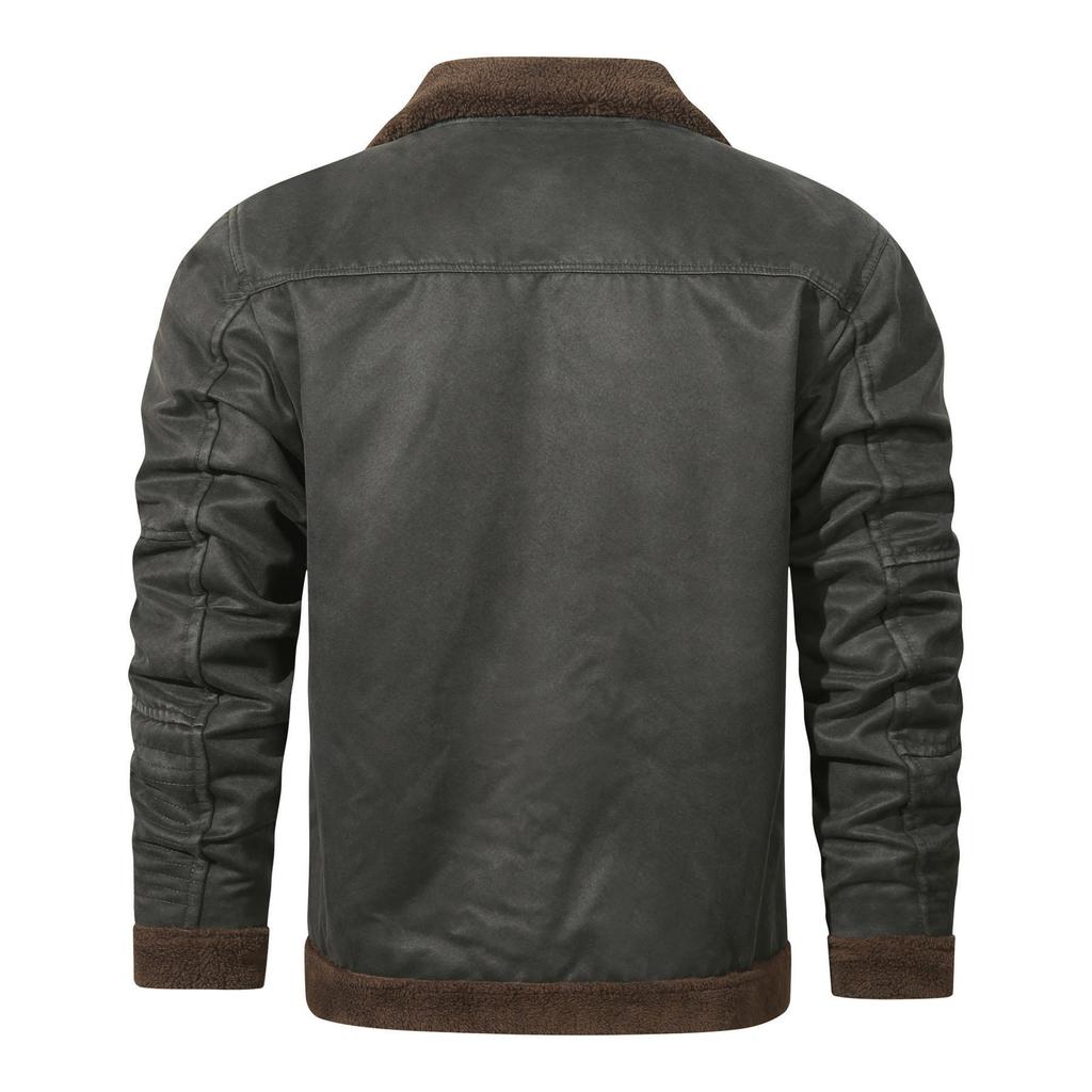 Pelz einteilige Jacke Herren Winter Fleece Revers Jacke lose Herrenbekleidung