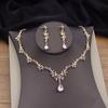 Luxury Pink Crystal Bridal Jewelry Sets Tiaras Earrings Necklace Sets for Women Party Crown Wedding Necklaces Set Bride
