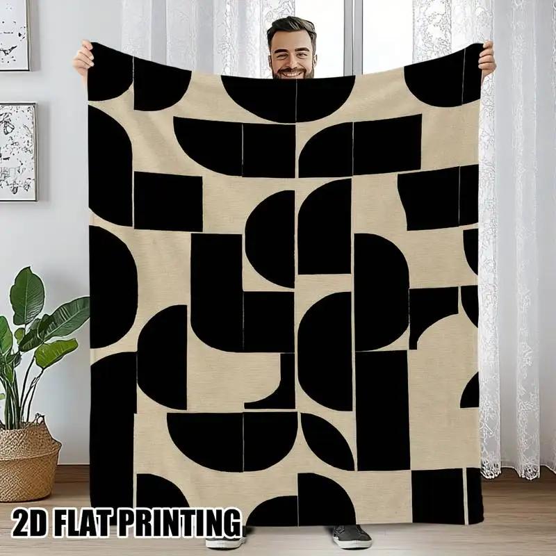 Coperta geometrica Bauhaus, Coperta con arte astratta modernista di metà secolo, Coperta decorativa per divano letto, Regalo per amanti dell'arte