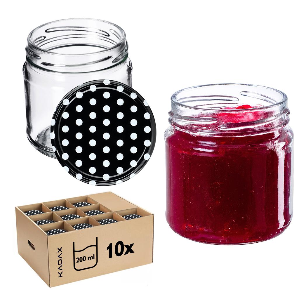 KADAX 10x Glas 200ml + Deckel Fi66 für Konserven Marmelade