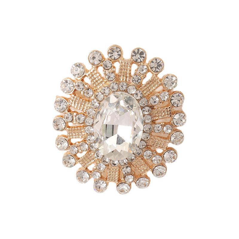 5pcs Metal Diamond Buttons Fur Coat Rhinestone Buttons Sweater Jacket Windbreaker Gold Button Accessories