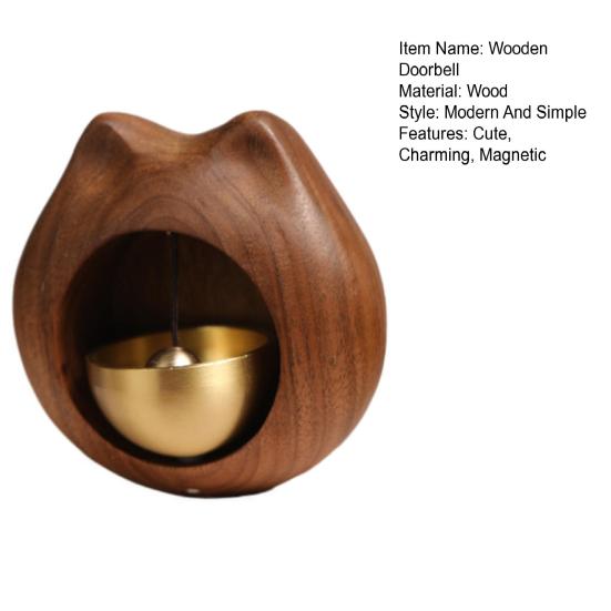 Manyetik Kapı Zil Çanı Ahşap Kedi Şeklinde Dükkancı Zili Kapı Açıldığında Dekoraatif Kapı Giriş Zil Çanı Veranda Bahçe Girişi Duvar Mağaza İçin