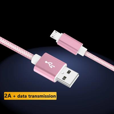Ładowarka USB Kabel do transmisji danych w nylonowym oplocie Telefon Android Szybkie ładowanie 2A Czarny Niebieski Różowy Czerwony Srebrny Złoty 1m 2m