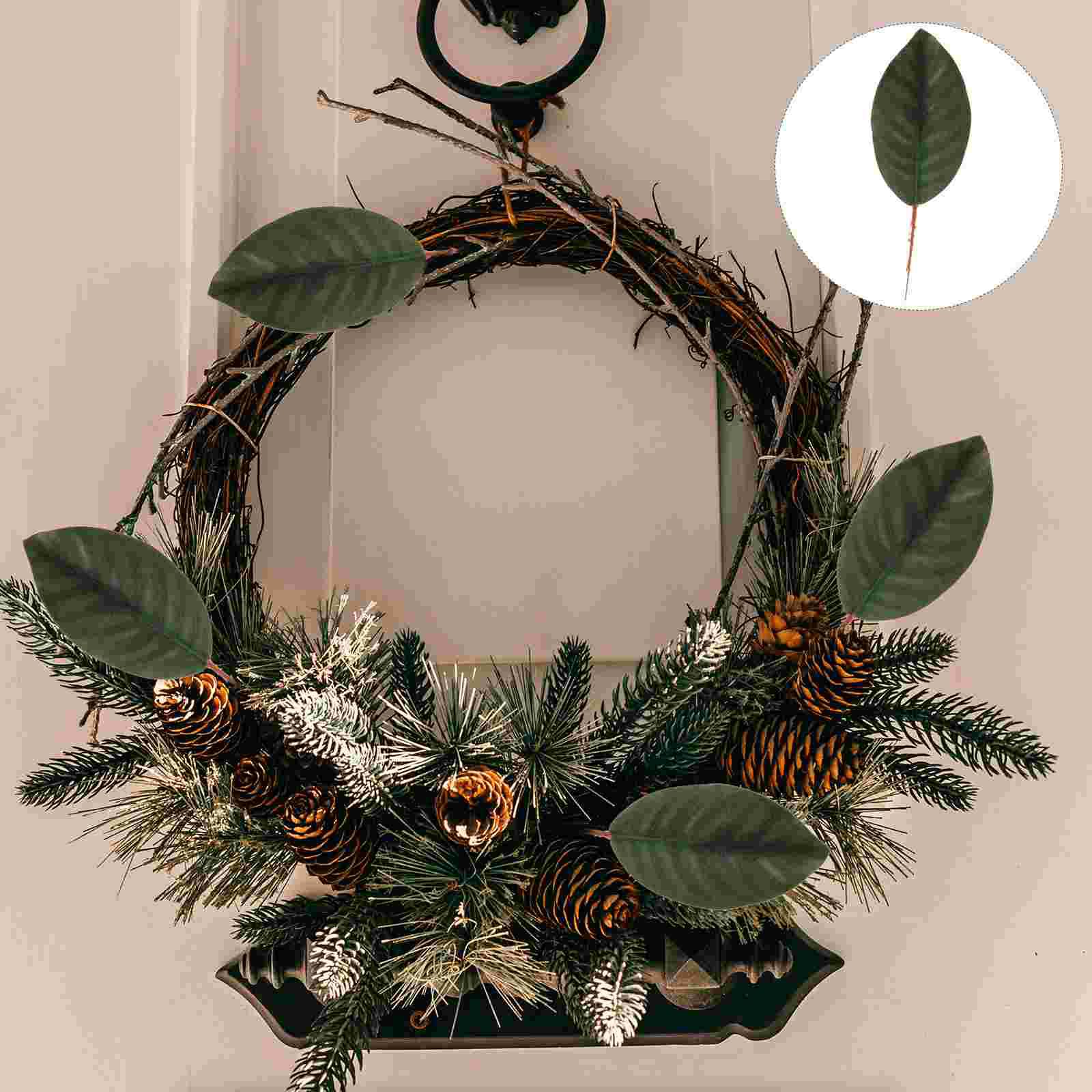 

30 шт. искусственных листьев магнолии, искусственные растения для улицы, ткань, реалистичная искусственная цветочная гирлянда, украшения в стиле джунглей 19.50X6.30X0.10CM зелёный