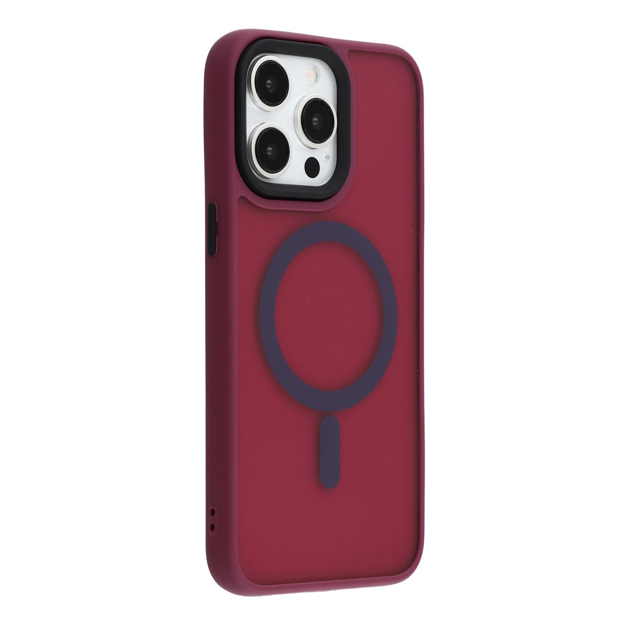 

For iPhone 14 Pro Case Compatible with MagSafe Skin-Touch PC+TPU Phone Cover Wine Red