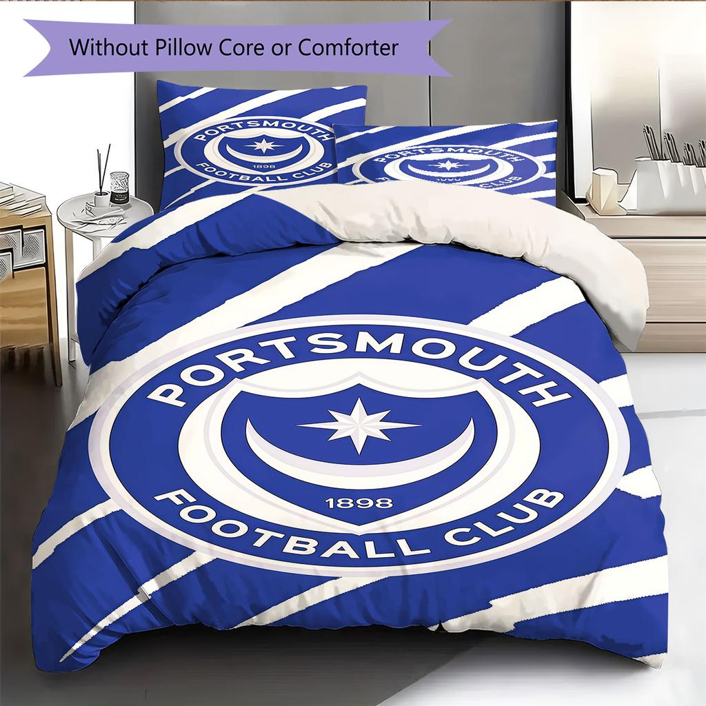 Set Copripiumino Trapuntato con Logo Portsmouth Federa Decorazione per la Casa Regalo di Compleanno (1 * copripiumino + 2 * federa, senza nucleo)
