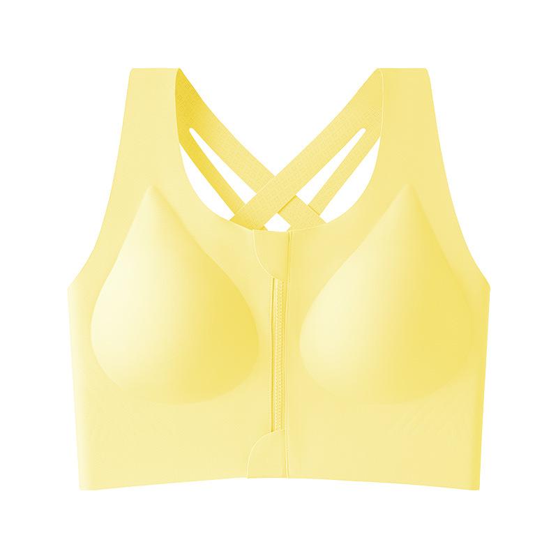 

Women’s Mid-High Support Front Zip Sports Bra with Fixed Cups, Bare Feel, Quick Dry, Anti-Exposure, Shockproof Yoga Tank Top. M (95-110) жовтий
