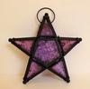 Nordic Retro Iron Art Colored Glass Wind Lamp Windproof Glass Candle Holder Hanging Five Pointed Star Candlestick Garden Decor