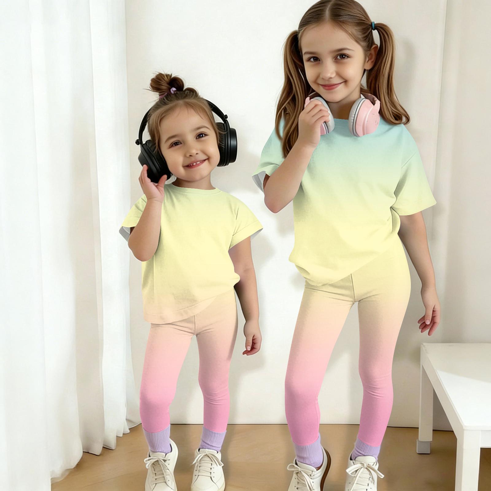 

Boys And Girls Set Kids Casual Short Sleeve Top And Long Pants Set 150