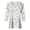 Women's 3/4 Sleeve Square Neck Floral Shirt Casual Loose Tunic Top