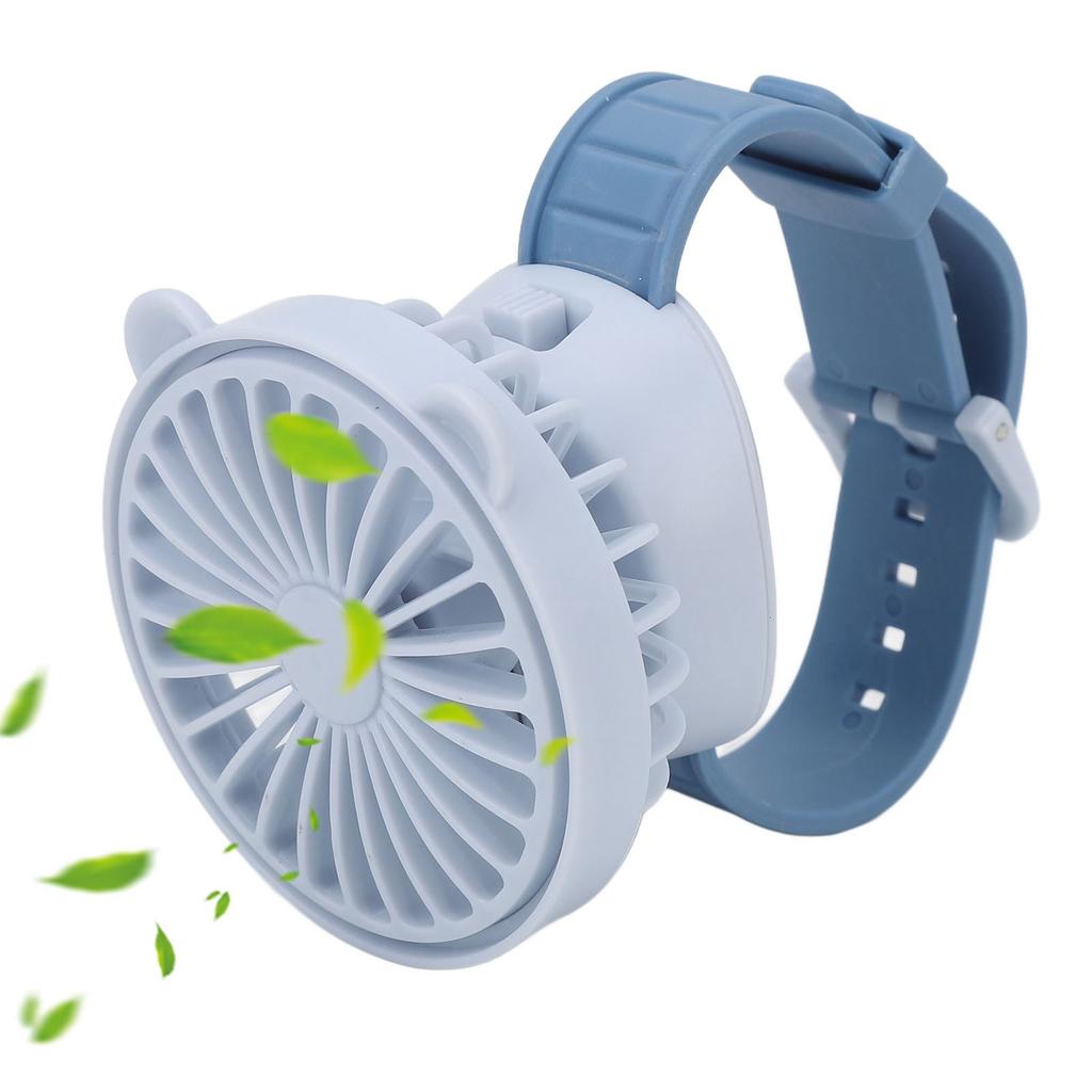 Protable Watch Fan with Adjustable Wristband Children Cartoon Electric Fan Built In Battery Blue