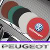 2Pcs Car Logo Coaster Suede Water Cup Anti-Slip Pads Keychain For VW Golf Amarok T5 Phaeton Teramont ID3 Tiguan T-Cross Passat