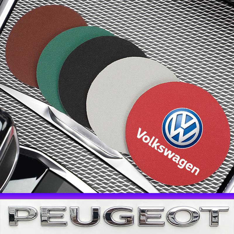 2Pcs Car Logo Coaster Suede Water Cup Anti-Slip Pads Keychain For VW Golf Amarok T5 Phaeton Teramont ID3 Tiguan T-Cross Passat