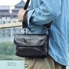 Street Trend Men's Shoulder Bag Leather Bag Men's Top Layer Cowhide Crossbody Bag Genuine Leather Casual Crossbody Bag Black Men's Bag