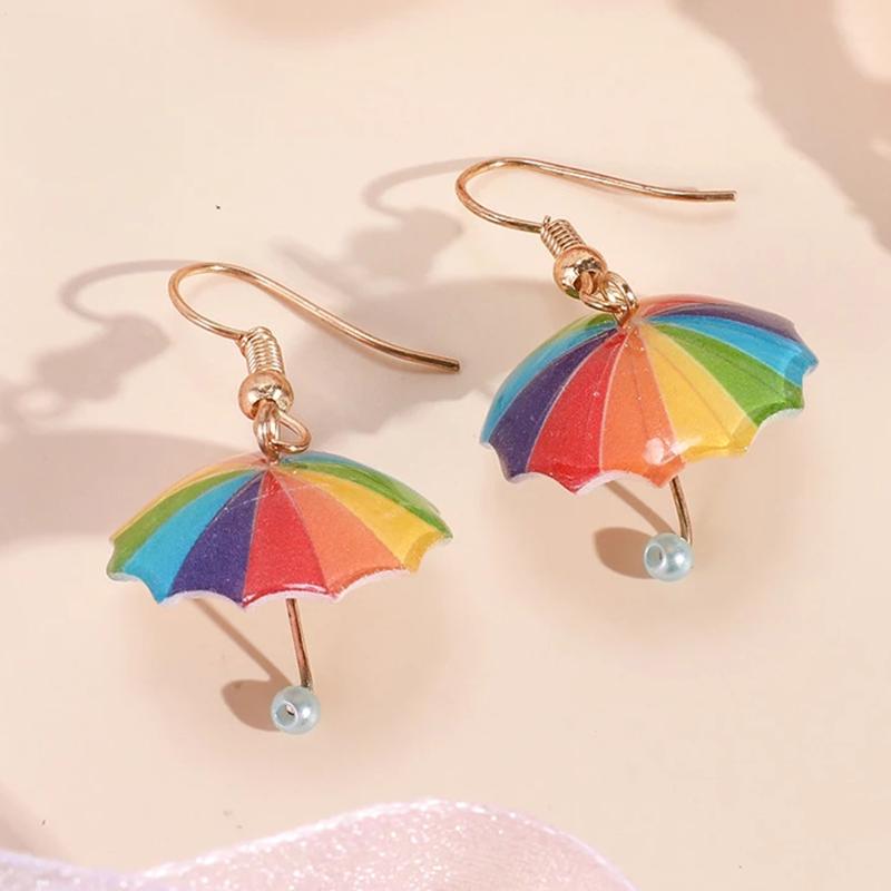 1PC Sweet Colorful Umbrella Gift Ear Drop Acrylic Earrings Women Cute Girls Jewelry