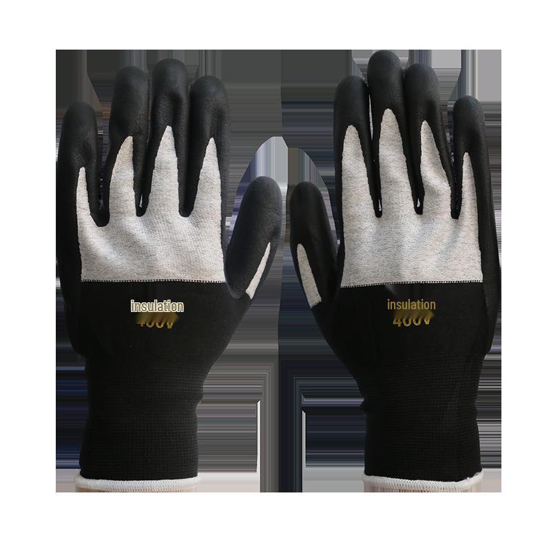 Jineng 400V Low Voltage Insulated Electrician Gloves - Anti-Shock, Full Dip Molded