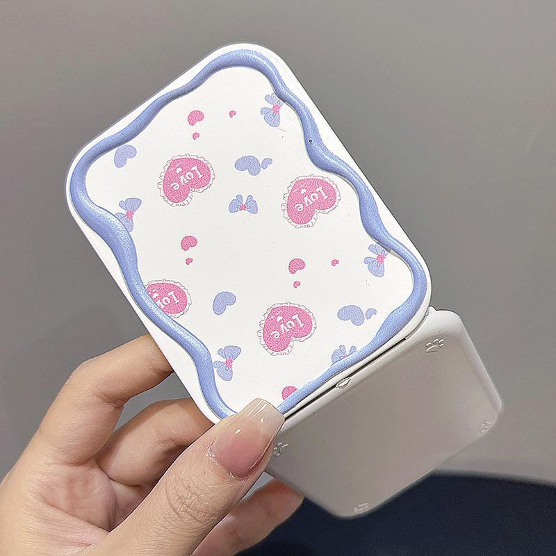 Cartoon Bow Love Heart Portable Mirror Comb Set Foldable Creativity Student Cartoon Mirror And Hair Comb Girls Gifts